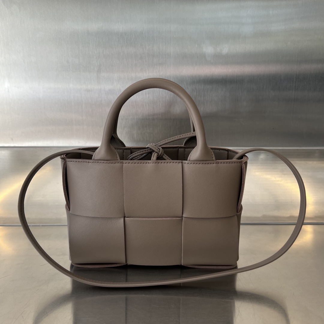 Micro Candy Arco Intreccio Leather Tote Bag Khaki